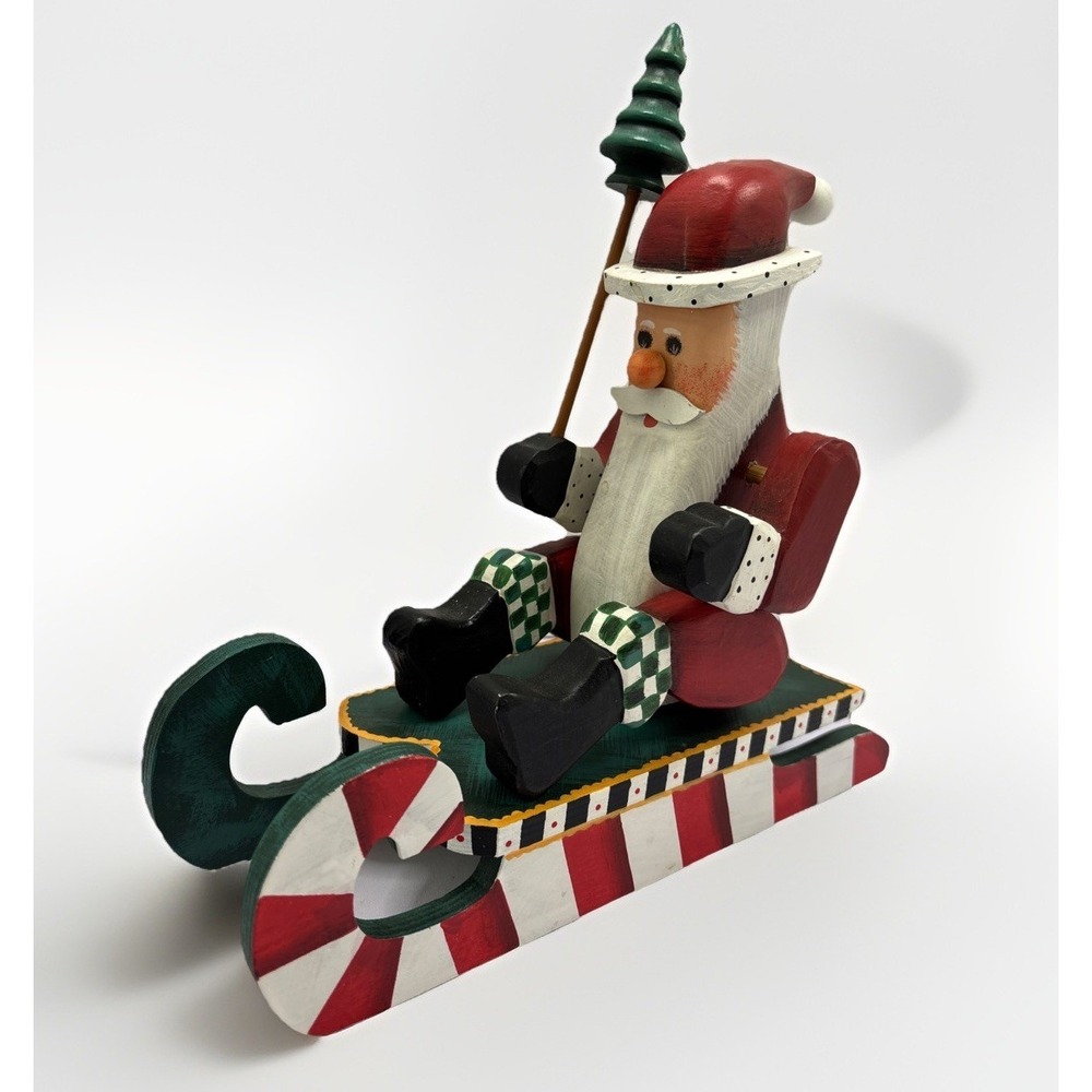 Vtg NCE Santa Claus On A Sleigh Christmas Articulated 2 Piece 10" Santa